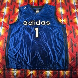 Vintage Adidas Stitched #1 Spell Out Basketball Jersey Men 2XL Blank Sportswear